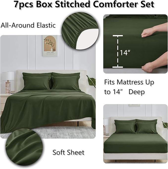 CozyLux Full Size Comforter Sets Olive Green - Image 6