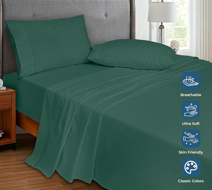 Royale Linens 100% Organic Cotton Twin Flat Sheet Only - Image 4
