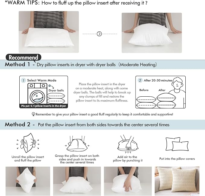 MIULEE 12x20 Pillow Inserts, Decorative Fluffy Throw Pillow Inserts Cotton - Image 8