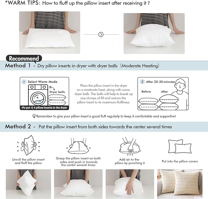 MIULEE 18x18 Inches Pillow Inserts Pack of 2, Decorative Throw Pillow Inserts - Image 2