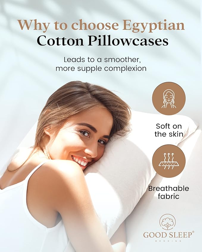 Set of 4 Pillow Cases Queen Standard, 800 TC 100% Egyptian Cotton, Silky Soft - Image 2