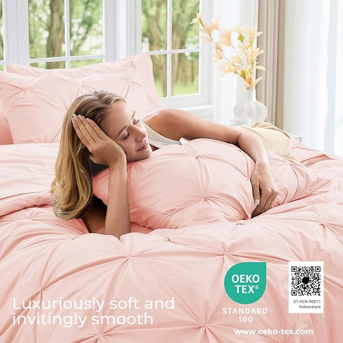 Sasttie Full Size Comforter Set, 7-Piece Bed in a Bag, Pintuck Bedding Set - Image 3