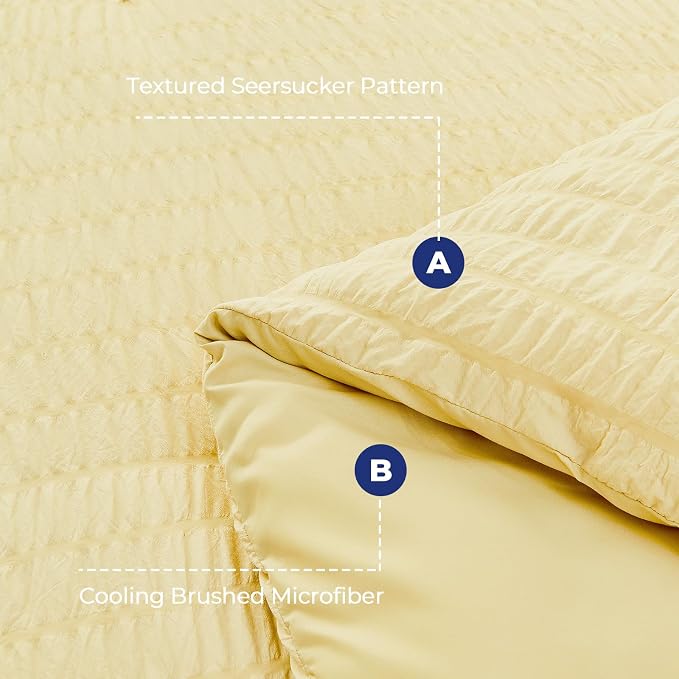 HYMOKEGE Yellow Queen Comforter Set Seersucker 7 Pieces, All Season Luxury Bed - Image 4