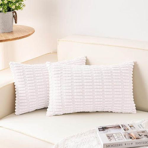 Aegero Pack of 2 Corduroy Decorative Throw Pillow Covers 12x20 Inch Soft by Unknown