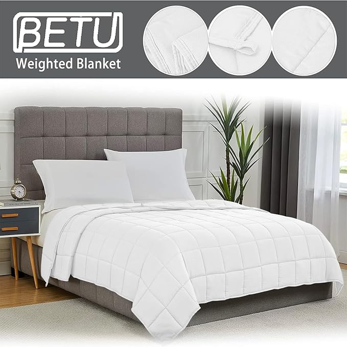 White Weighted Blanket for Adults 20lbs, King Size Cooling Heavy Throw Blanket - Image 3