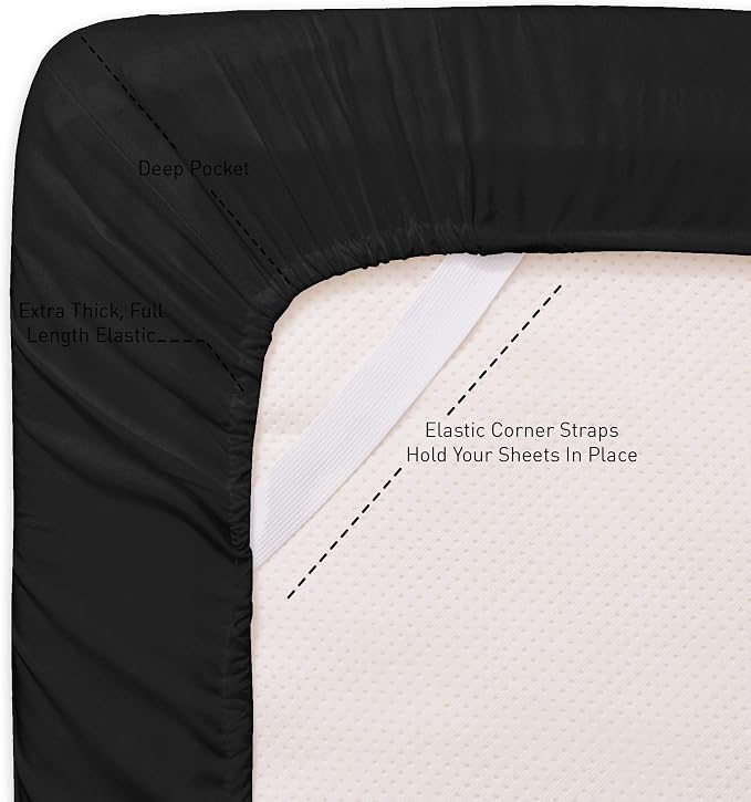 Twin XL Fitted Sheet Only with Full Elastic & Built in Corner Sheet Straps to - Image 2
