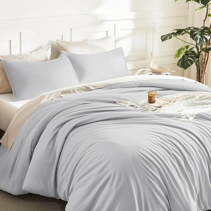 Litanika Comforters Light Grey Oversized King Size, 3 Pieces Lightweight Solid - Image 5