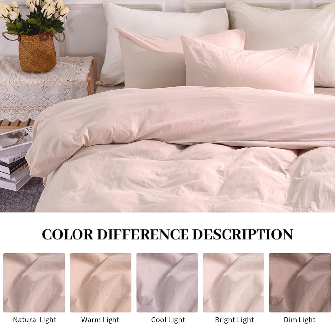 NEXHOME PRO Duvet Cover Set Oversized Queen 92"x98" Linen Look Textured Organic - Image 3