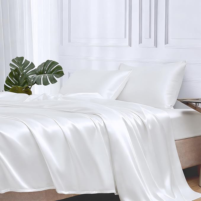 MR&HM Satin Bed Sheets, King Size Sheets Set by MRHM