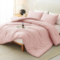 CozyLux Oversized Queen Comforter Set Blush Pink, 3 Pieces 98x98 Solid by CozyLux