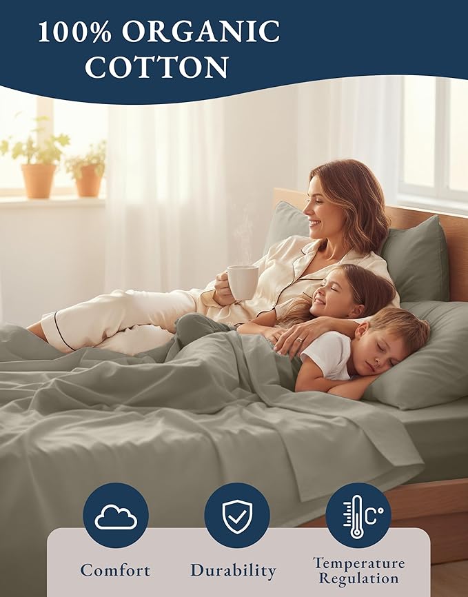 LANE LINEN 100% Organic Cotton California King Sheets Set, Fully Elasticized - Image 6