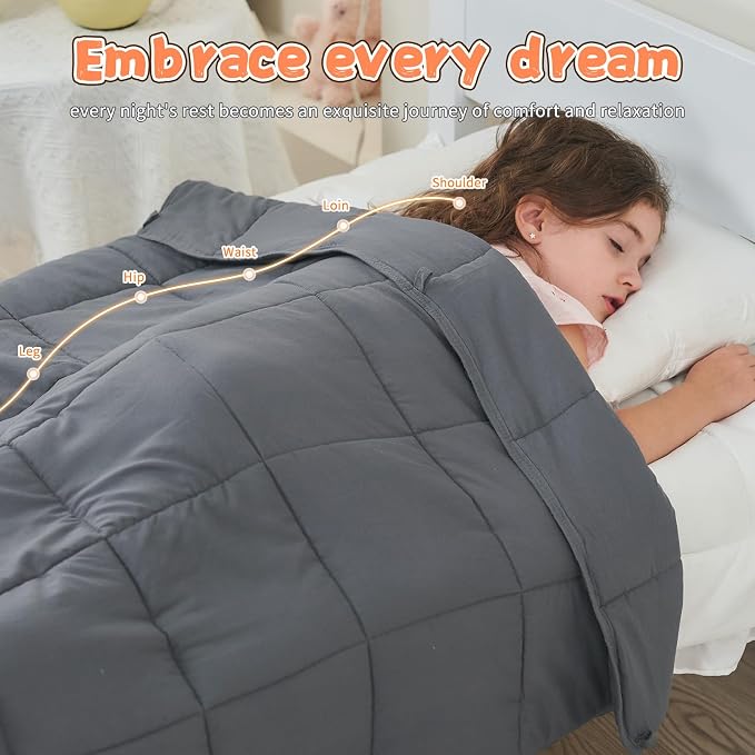 Weighted Blanket Kids 10lbs, Twin Size Cooling Heavy Throw Blanket - Image 5