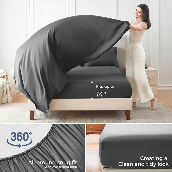 Sasttie Super King Comforter Set, 7 Pieces Extra Large Bed in a Bag, Complete - Image 4