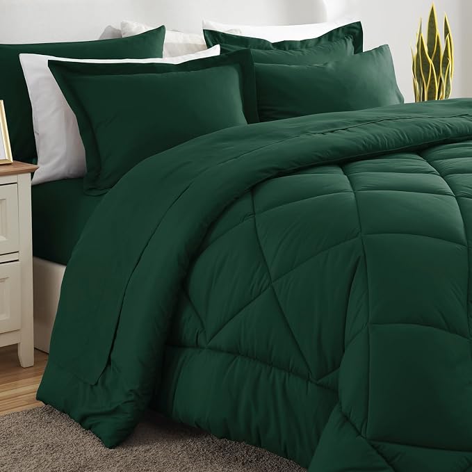 CozyLux Queen Comforter Set Emerald Green - Image 8