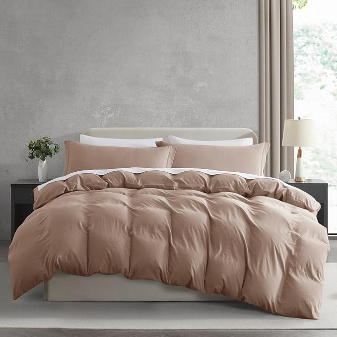 Nestl Khaki Duvet Cover Queen Size by Nestl