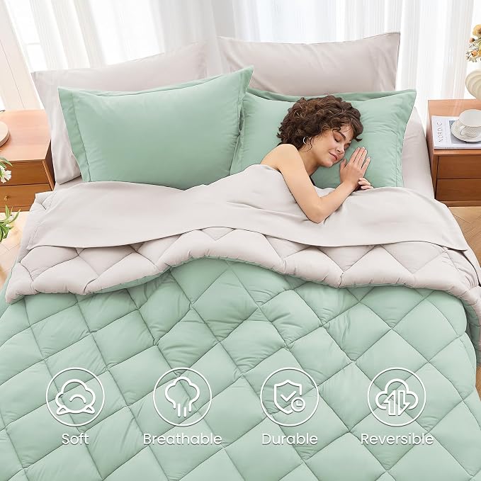 MUXHOMO 7 Pieces Full Comforter Set, Reversible Bed in a Bag Full Size - Image 6