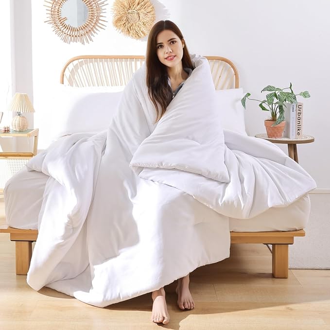 ROSGONIA California King Comforter Set White, All Season Hotel Bedding - Image 2