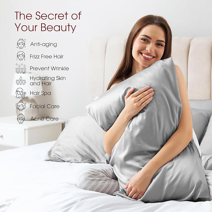 100% Silk Pillow Cases 2 Pack Queen Size Mulberry Silk Pillowcase - Image 3