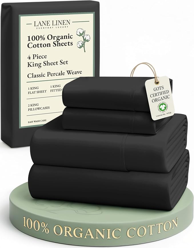 LANE LINEN 100% Organic Cotton Bed Sheets King Size, Soft & Comfy Fully by LaneLinen