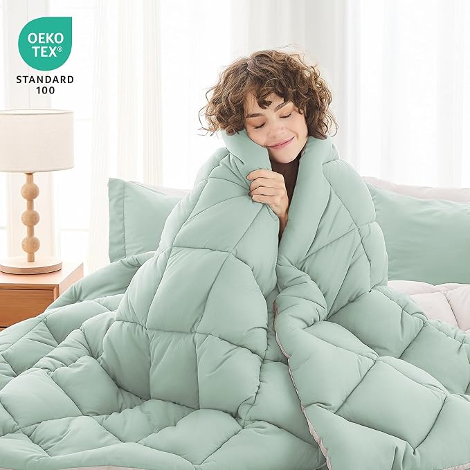 MUXHOMO 5 Pieces Twin Comforter Set, Reversible Bed in a Bag Twin Size - Image 2