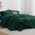 Love's cabin King Size Comforter Set Dark Green, 7 Pieces King Bed in a Bag by Lovescabin