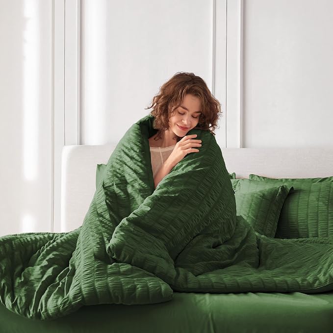 MUXHOMO 7 Pieces Full Comforter Set, Seersucker Bed in a Bag Full Size - Image 8