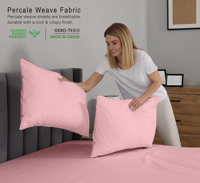RUVANTI 100% Cotton Sheets – California King Percale Bedding, Cooling & - Image 3