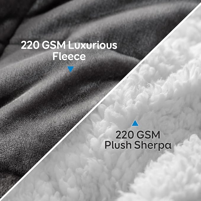 Cottonblue Sherpa Fleece Weighted Blanket 15 Pounds Queen Size 60” x 80 Heavy - Image 2