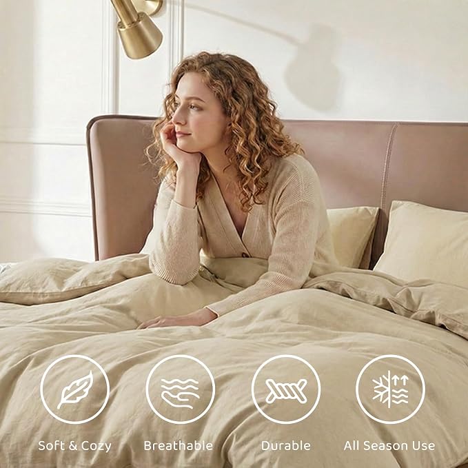 WRENSONGE Super King Plus Size Comforter Set- 7 Pieces Beige Bed in a Bag Super - Image 6