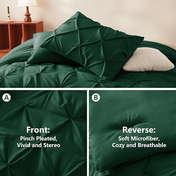 CozyLux California King Comforter Set Emerald Green - Image 3