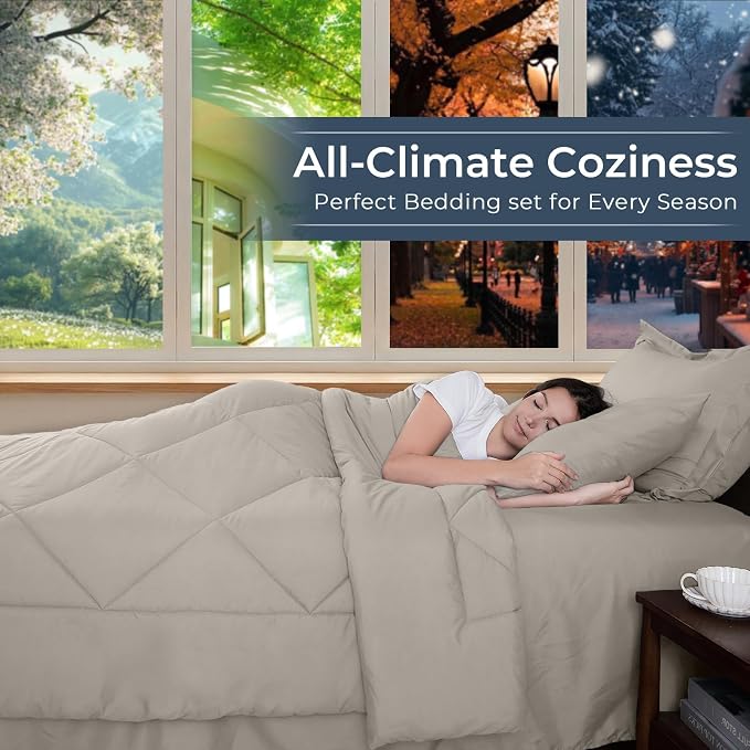 HEVUMYI Oatmeal Twin Comforter Set - Image 3