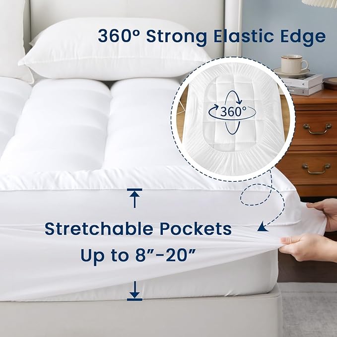 YUGYVOB Full Size Mattress Pad Extra Thick, and Breathable Mattress Topper - Image 7