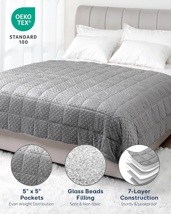Kivik Weighted Blanket 15 lbs for Adults, Minky Dot Heavy Blankets, Microfiber - Image 4
