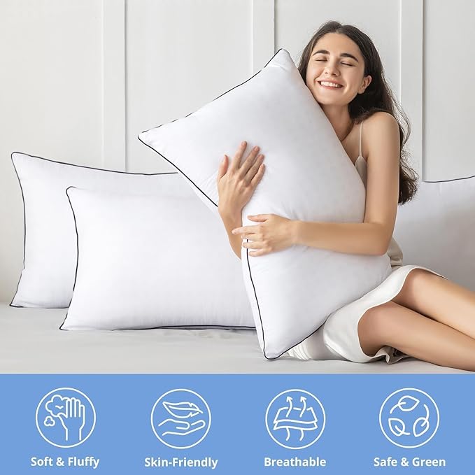 JOLLYVOGUE King Size Pillows Set of 4, Collection Bed Pillows - Image 2