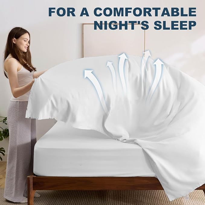 Lavisun Queen Flat Sheet, 1 Pack White Queen Bed Sheet Only - Image 5