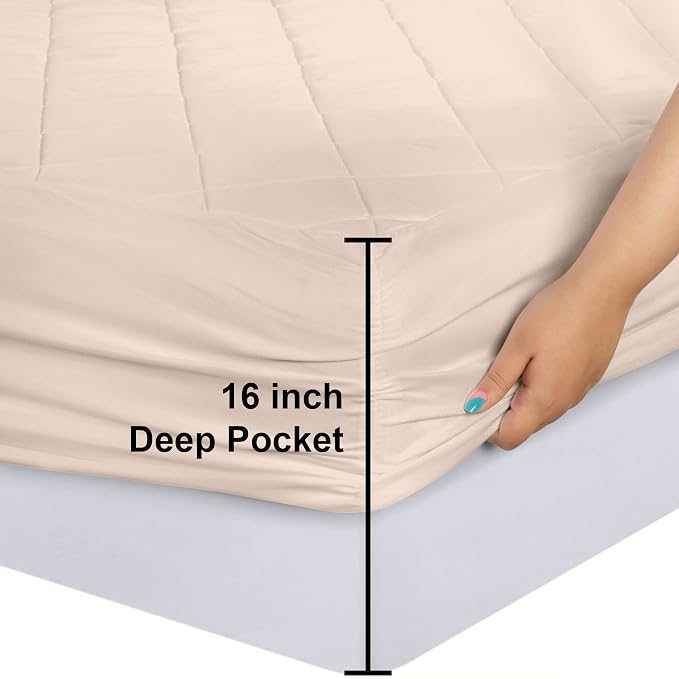 Utopia Bedding Quilted Fitted Mattress Pad, Twin Size, Elastic Fitted Mattress - Image 3