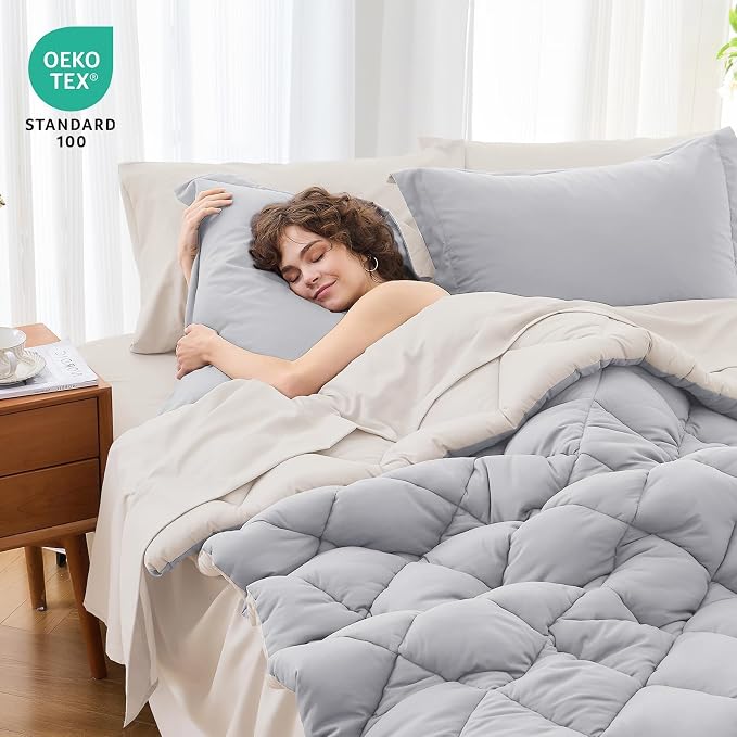 MUXHOMO 7 Pieces King Comforter Set, Reversible Bed in a Bag King Size - Image 2