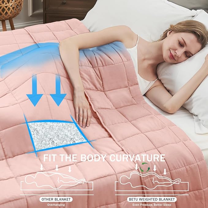 Pink Weighted Blanket for Adults 15lbs, Twin Full Size Cooling Heavy Throw - Image 2