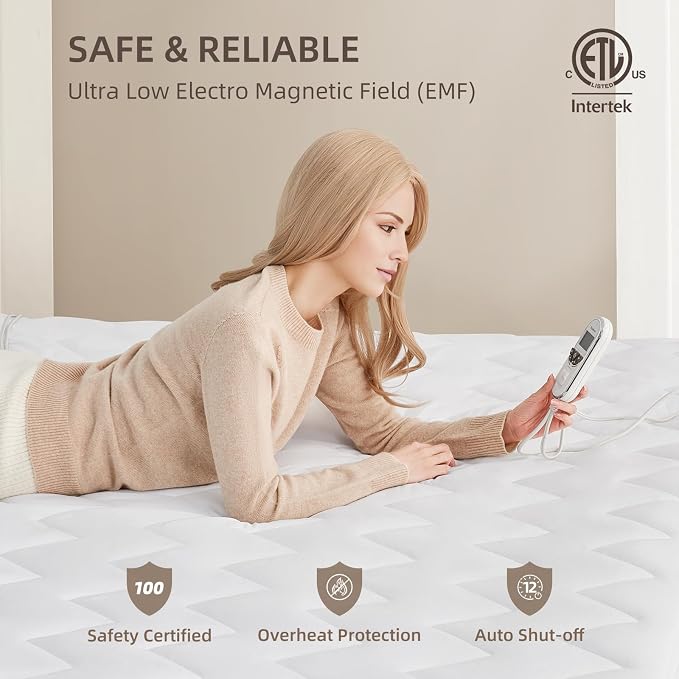 Bwarm Premium Multi-Zone Heated Mattress Pad Cal King, Dual Control 72" x 84" - Image 7