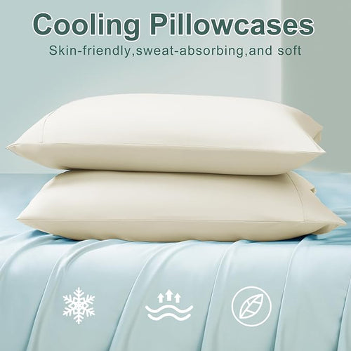 Accuratex Cooling Pillow Cases Standard Size Set of 2, Envelope Soft Breathable - Image 2