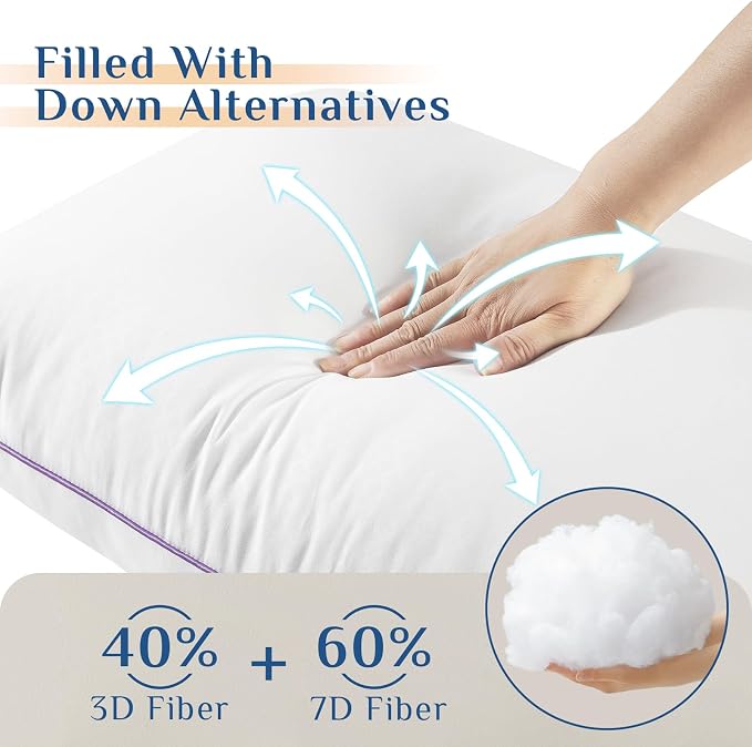 JOLLYVOGUE Pillows Standard Size Set of 6, Washable Supportive 6 Pack Bed - Image 3