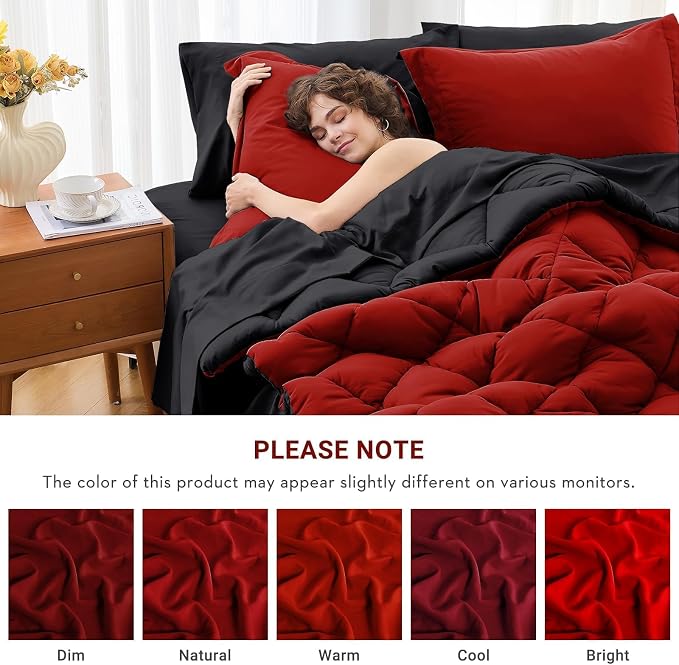 MUXHOMO 7 Pieces King Comforter Set, Reversible Bed in a Bag King Size - Image 4