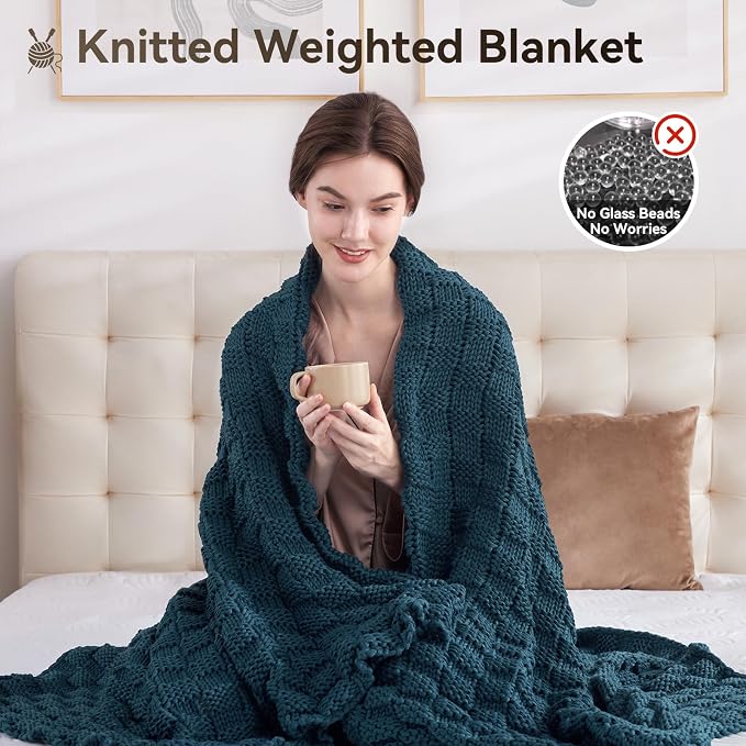Knitted Weighted Blanket Kids, No Beads Heavy Blanket 36” x 48'' 5lbs, - Image 5