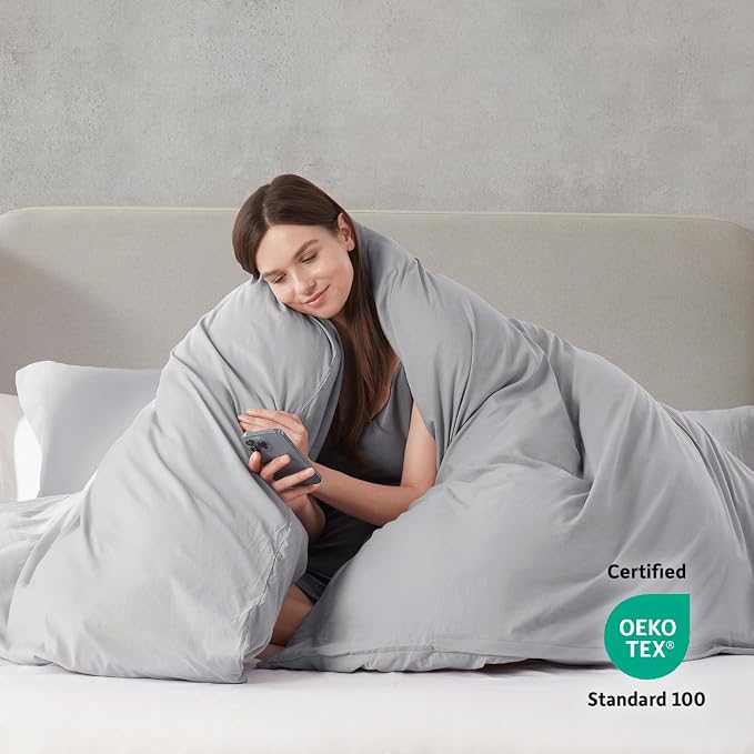 Nestl Light Grey Duvet Cover Queen Size - Image 3