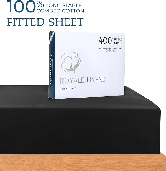 Royale Linens 400 Thread Count 100% American Grown Cotton Fitted Sheet Full Size - Image 2