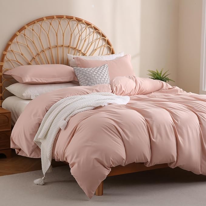 JSD Dusty Pink Duvet Cover Set Twin Size, 2 Piece Microfiber Kids Duvet Cover - Image 6
