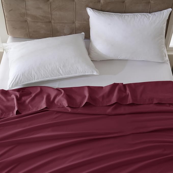 ZPECC King Flat Sheet Only 1 Pack, Durable Burgundy Top Bed Sheets - Image 7