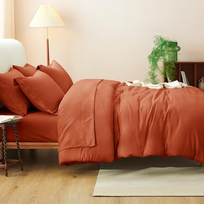 CozyLux Twin XL Comforter Set Burnt Orange, 5 Pieces Bed in a Bag Twin Extra - Image 8