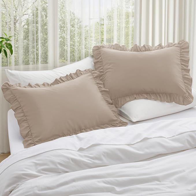 KKJIAF Ruffle Pillow Cases King Size Set of 2, Ruffled Pillow Covers - Image 2