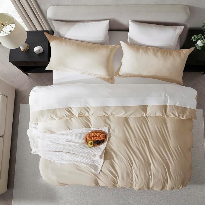 Nestl Beige Cream California King Duvet Cover Sets - Image 5